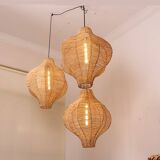 Set of 3 rattan chandelier,extra large light 50 cm x 60 cm
