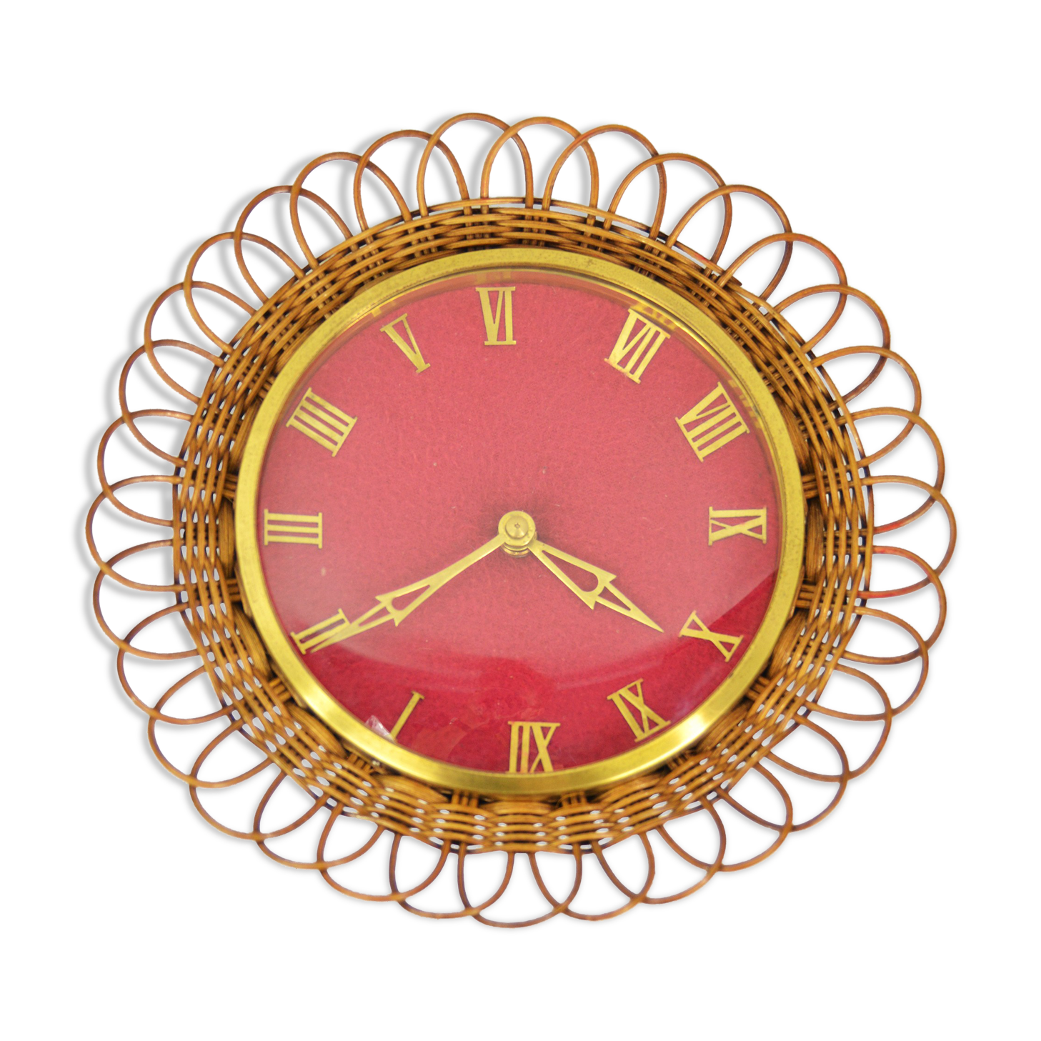 1960s Wicker wall clock UPG Halle, Germany