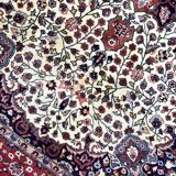 Beige and Pink Floral Patterned Wool Rectangular Rug - Handmade in Pakistan