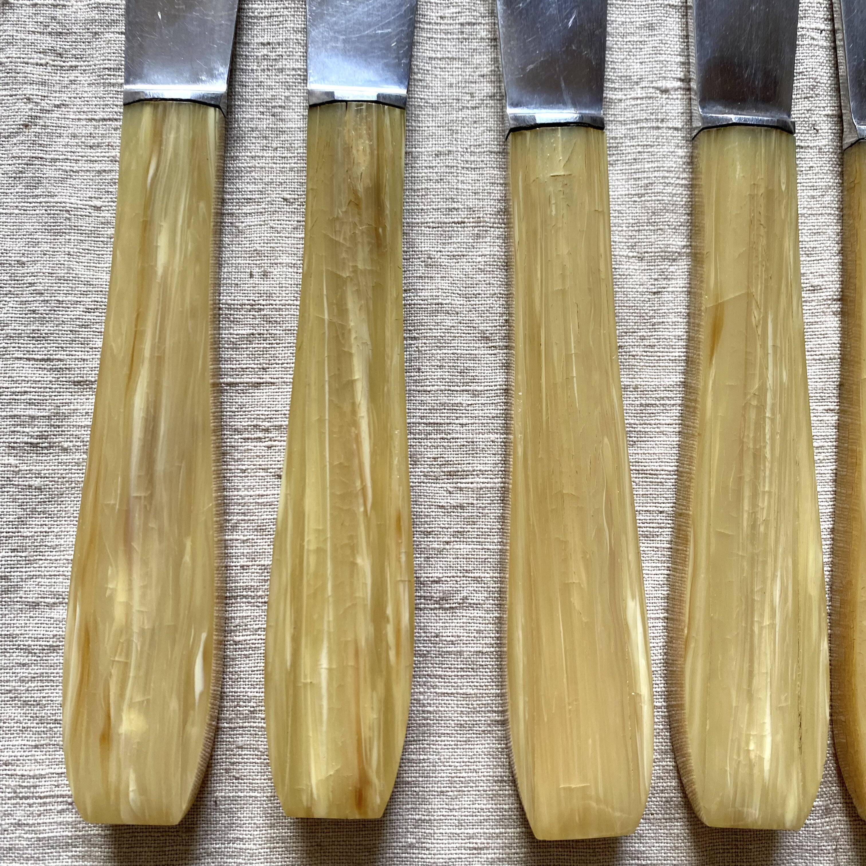 Couteaux en inox et résine vintage