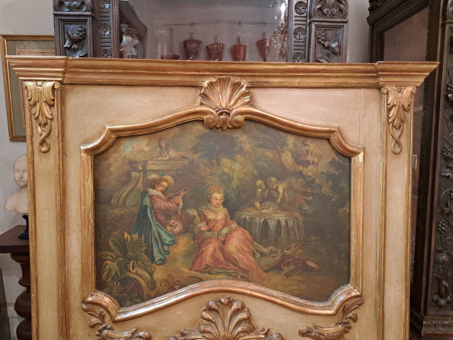 Patinated Louis XV style trumeau