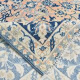 10x14 Navy Blue & Salmon Vintage Persian Rug, Geometric Style Classic Rug