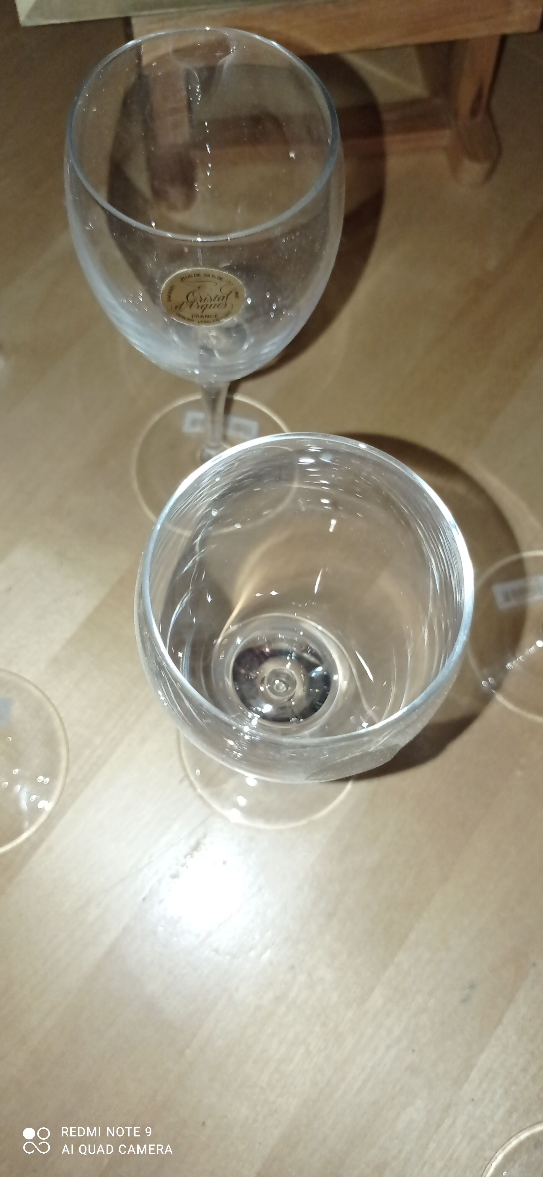 6 crystal wine glasses