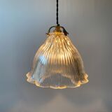 Old vintage holophane glass suspension