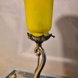 Lamp Dauphin bronze 1920 with tulip signed (Noverdy France) 32x11