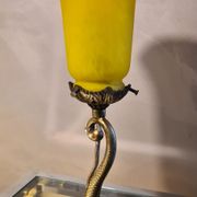 Lamp Dauphin bronze 1920 with tulip signed (Noverdy France) 32x11