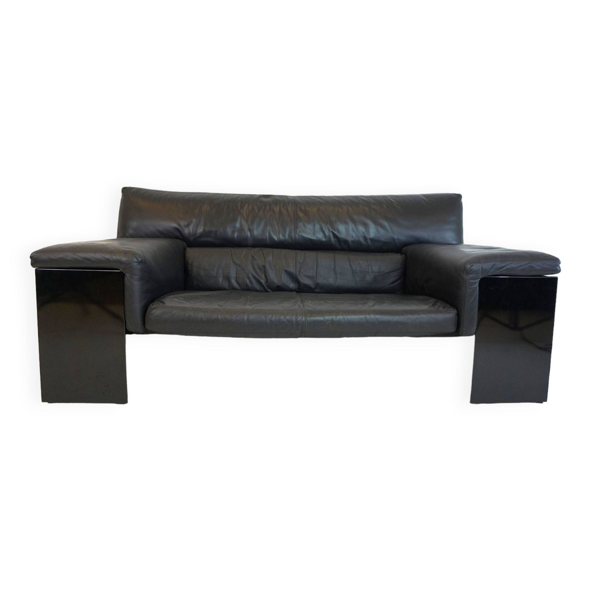 Knoll Brigadier 2 seater leather sofa by Cini Boeri