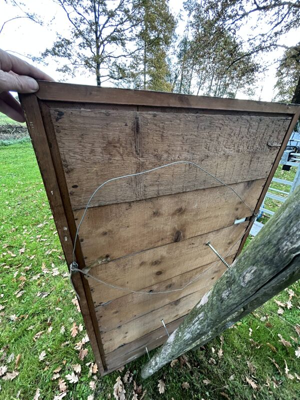 Grand miroir ancien doré Bois et stuc godrons miroir partielement dé-mercur