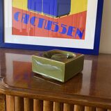Mid-century green ceramic ashtray, Sicart Italy 1969