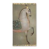 Painted canvas depicting a side view of an Indian horse. Contemporary work.