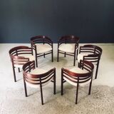 Mid-Century Modern Curved Dining Chairs, Italy, 1970s, Set of 6