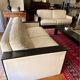 Sofa 2 seaters White leather and wood