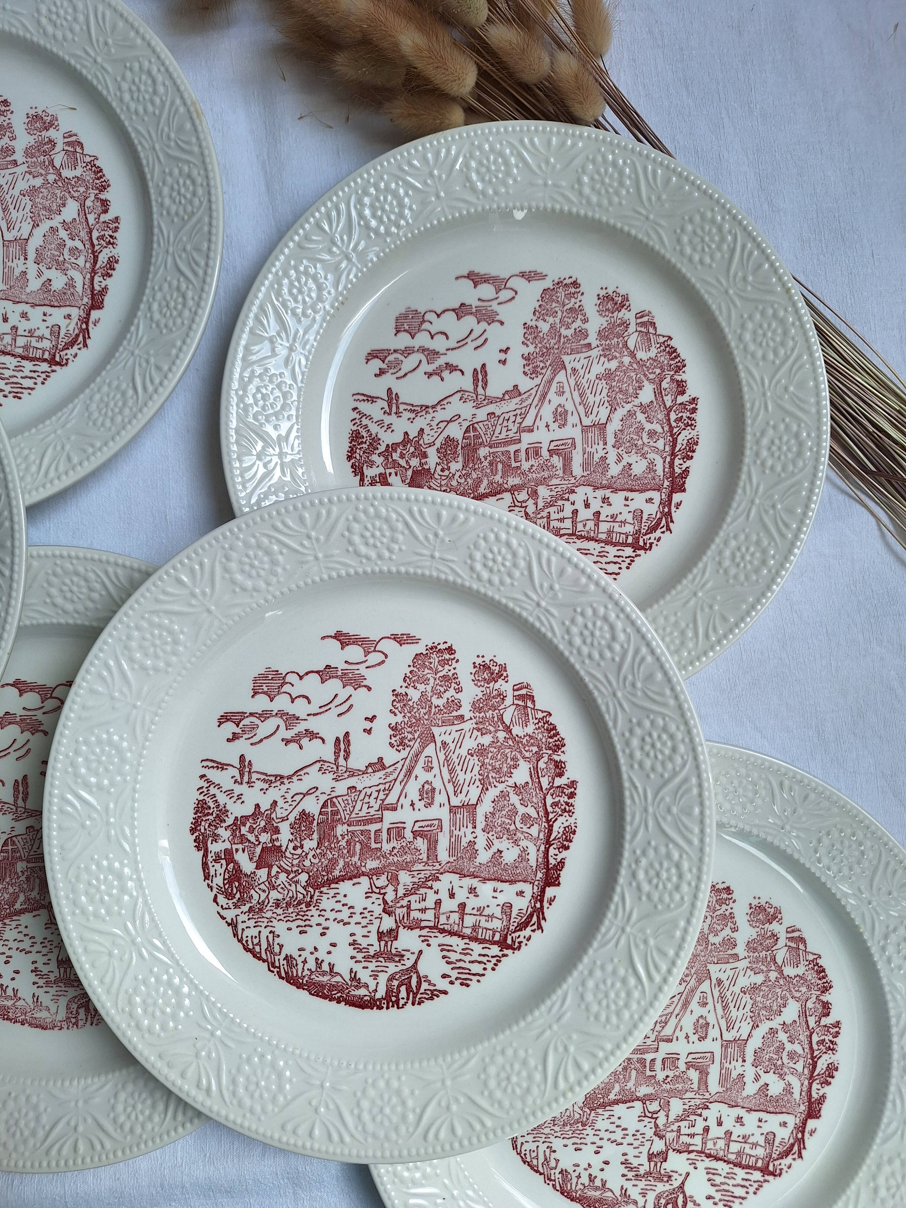 Vintage pink/red dinner plates