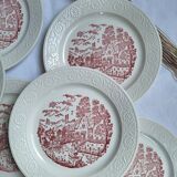 Vintage pink/red dinner plates