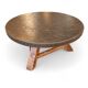 Round brutalis coffee table with brass / copper top / 1960s