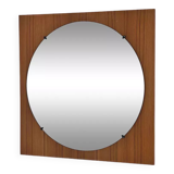 Round mirror from the 60s - 70s on a square wooden frame