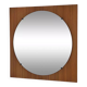 Miroir rond des années 60 - 70 sur cadre carré en bois