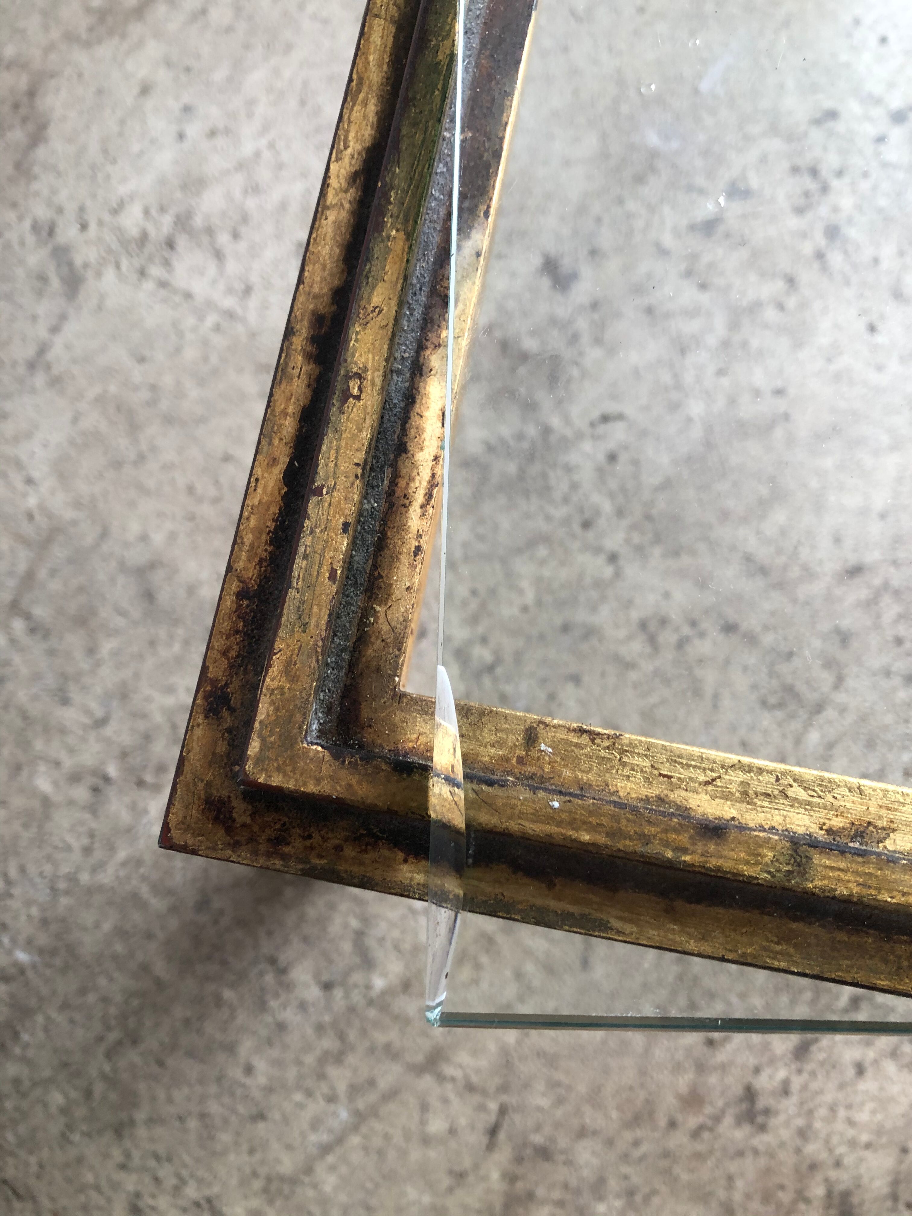 Related table bass dalle of verre and metal gold period 1960 design xx