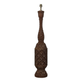 Carved wooden lamp base