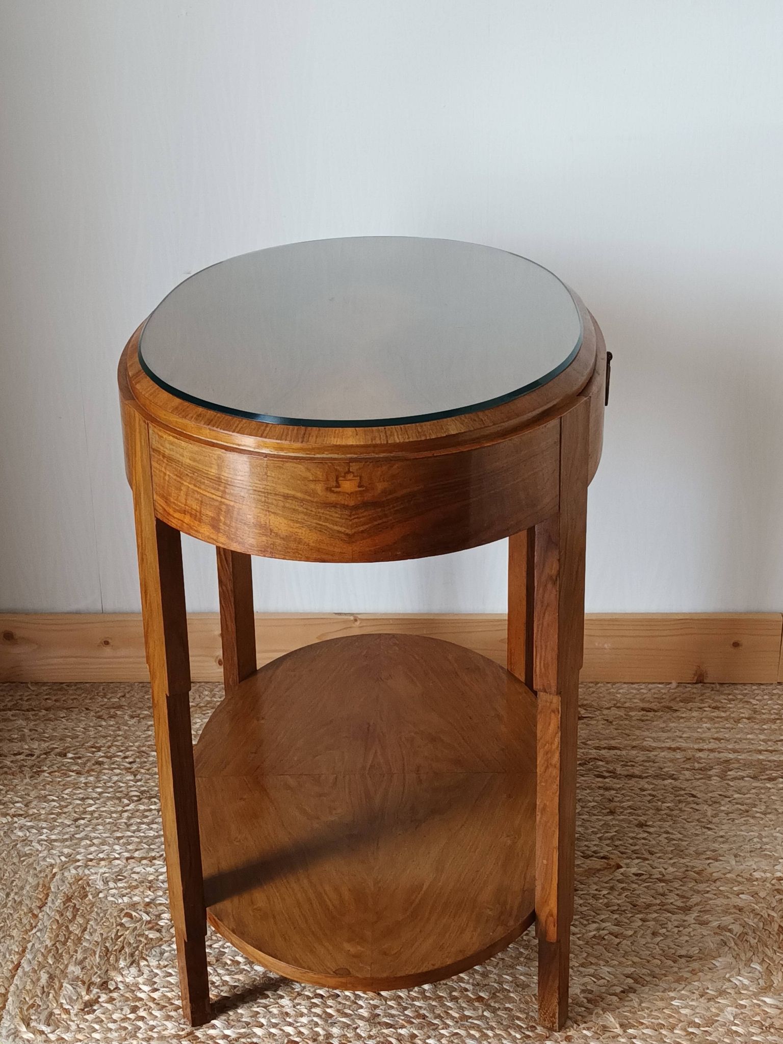 Walnut Art Deco side table 1930