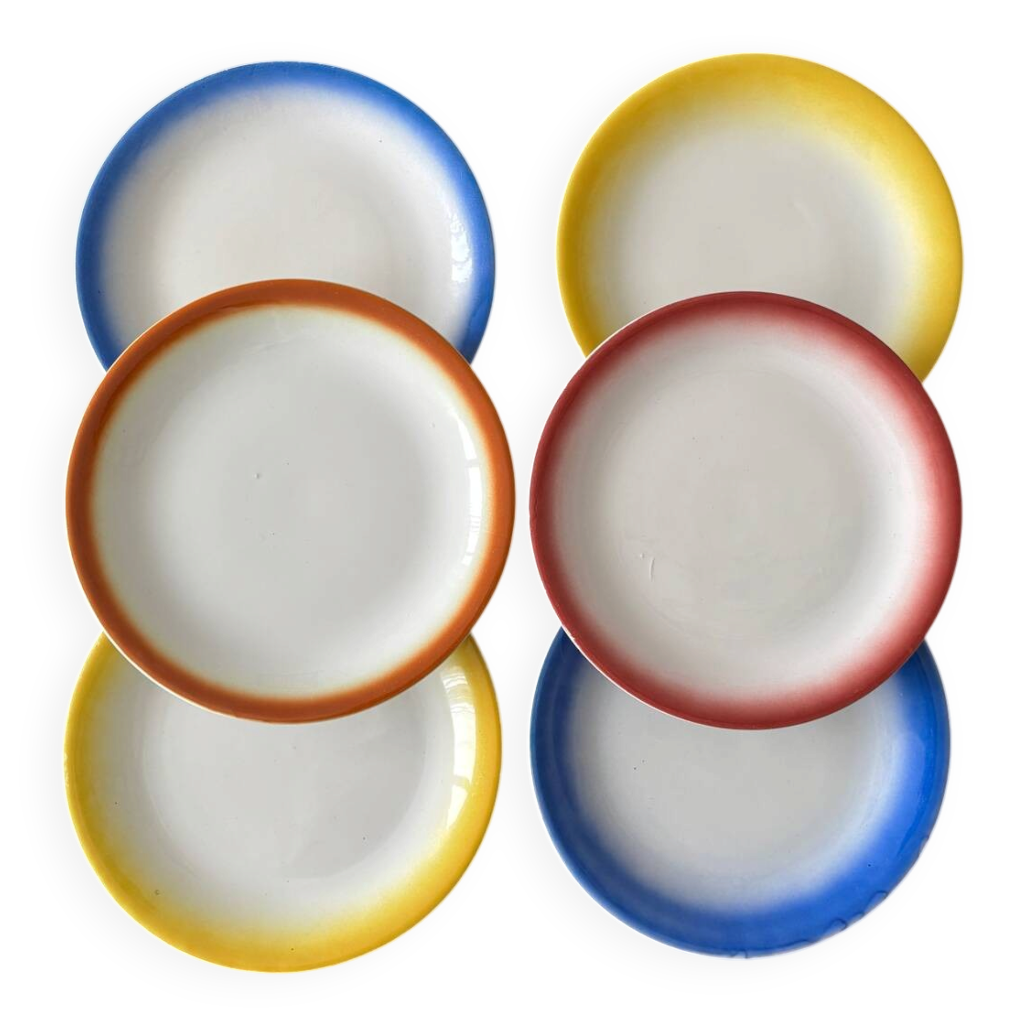 Moulin des Loups vintage dessert plates – Assorted colourful lot