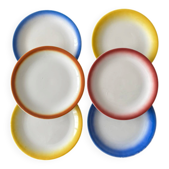 Moulin des Loups vintage dessert plates – Assorted colourful lot