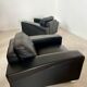 Lot 2 roche bobois designer leather armchairs 80s vintage custom aviator shape
