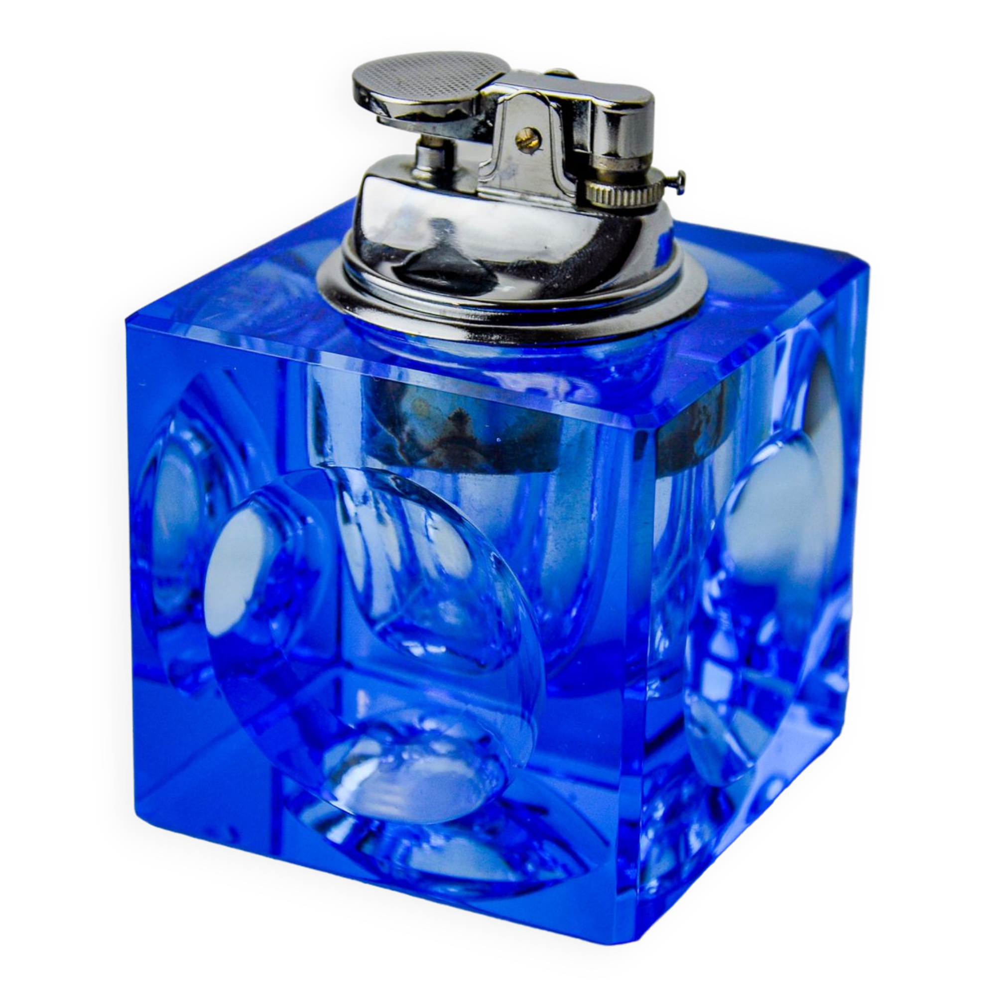 Ice lighter by Antonio Imperatore, blue murano glass, Italy, 1970