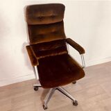 3 brown velvet armchairs