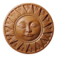 Plaque murale soleil anthropomorphe en terre cuite patinée, Italie 1996