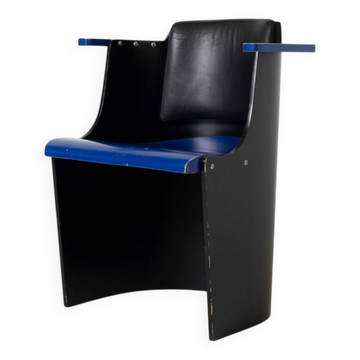 Bauhaus D61 Black and Blue Chair by El Lissitzky for Tecta, 1970s