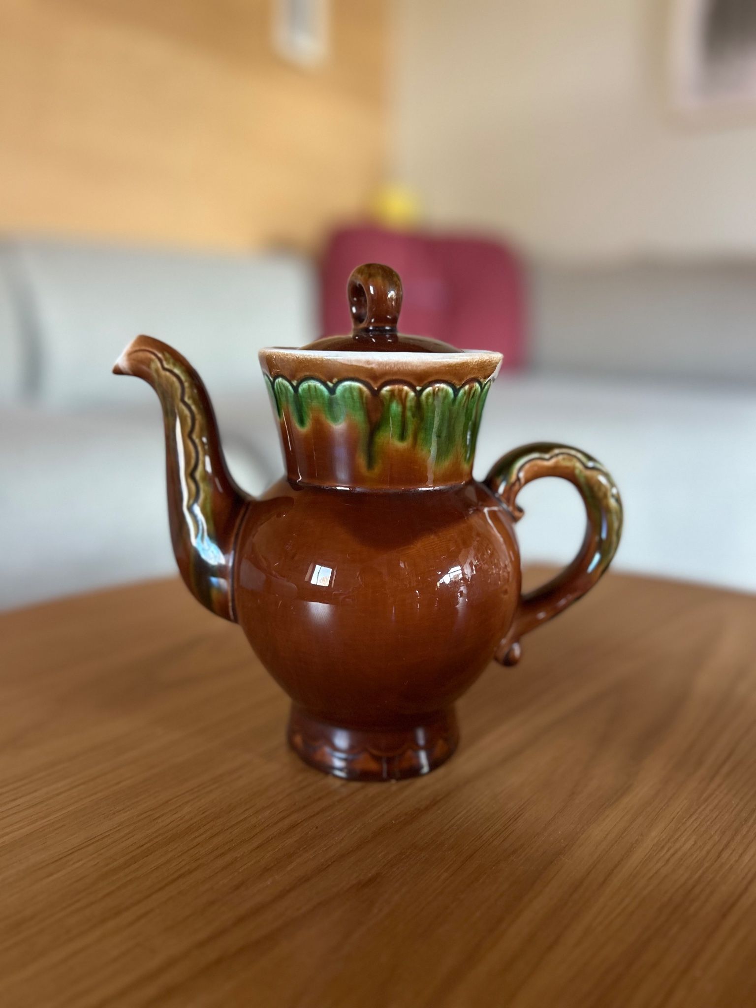 Large jug / enamelled earthenware teapot with a flambé glaze — Soviet design