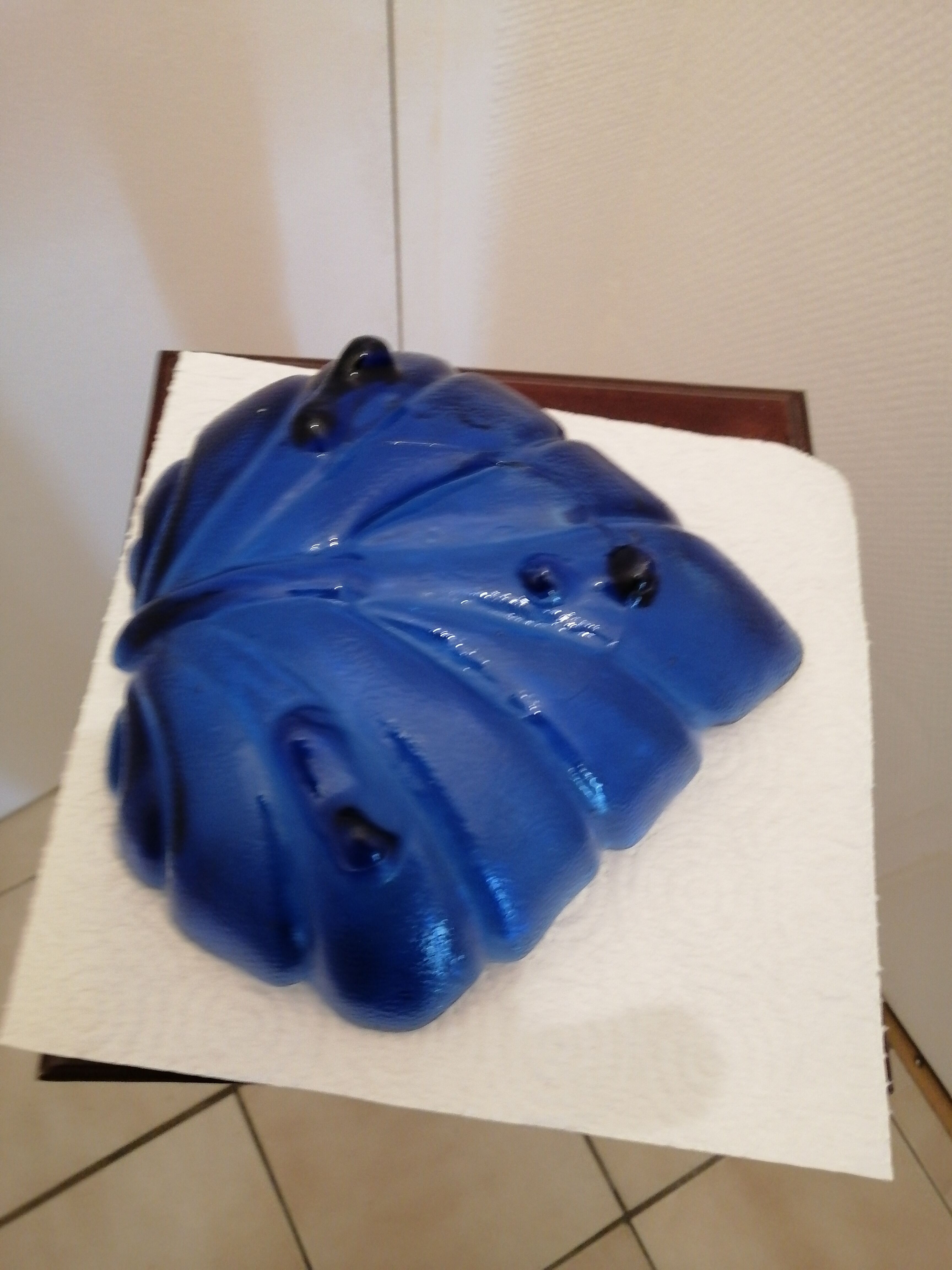 Blue glass fruit cup