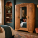 Art Deco wardrobe with bevelled mirror in solid raw walnut.