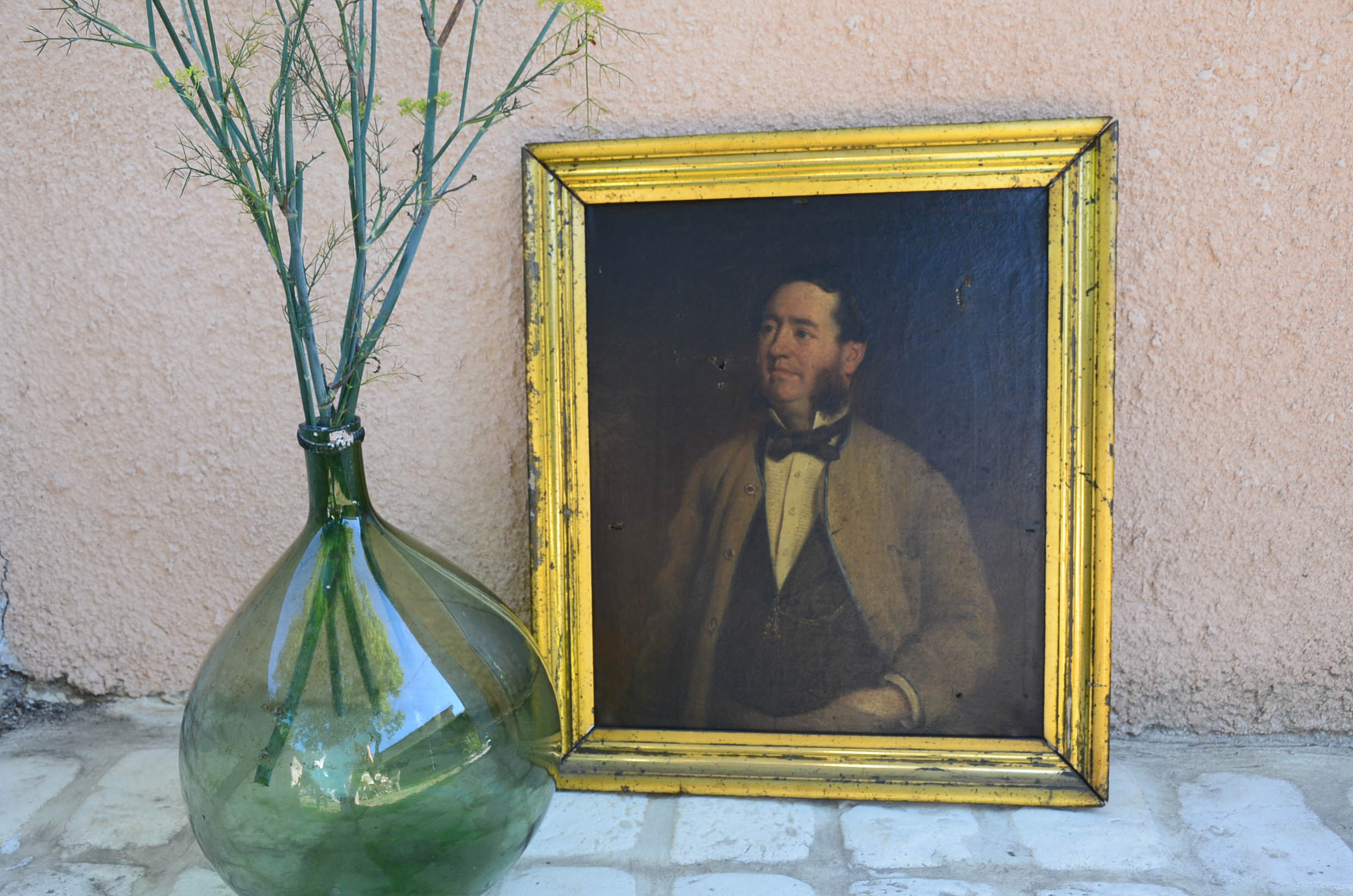 Portrait 19th oil on canvas painting by Eugene Renouard 1866