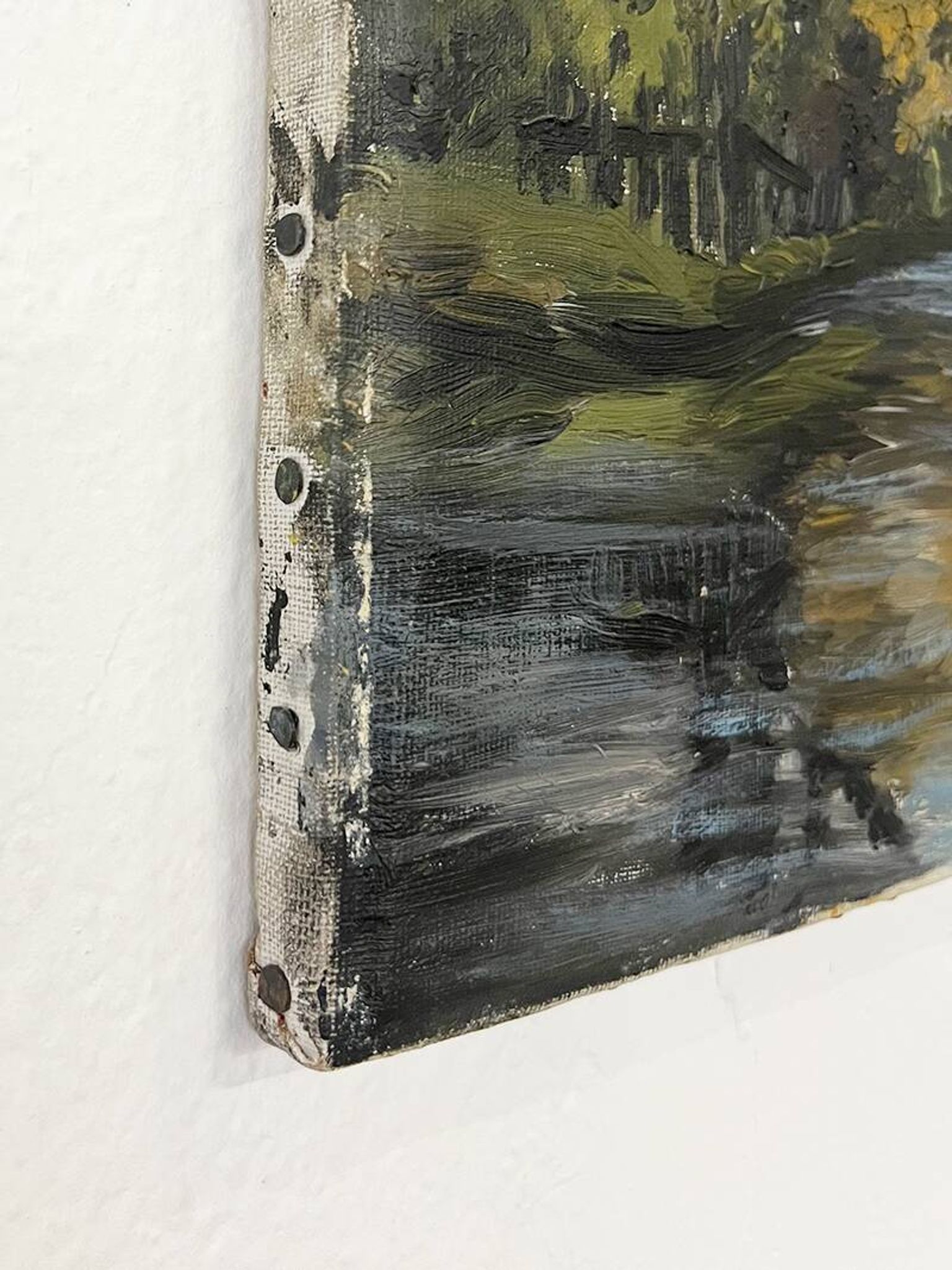Tableau "Bord de rivière", huile sur toile