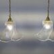 Pair of granite glass and brass pendant lights – poetic elegance