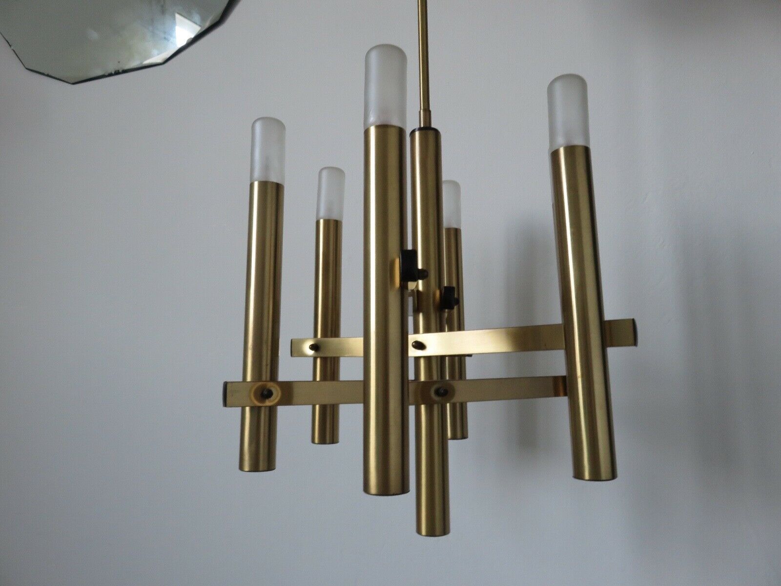 Lustre Maison Sciolari 6 feux en laiton doré années 60/70