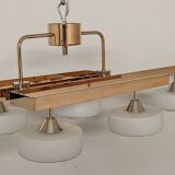 Arlus chandelier with 6 lights in opaline and brass from the 60s/70s