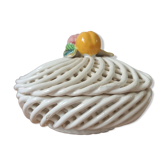 Vintage woven box - Fruit decor in slipware