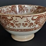 Old earthenware bowl Creil late nineteenth brown decoration