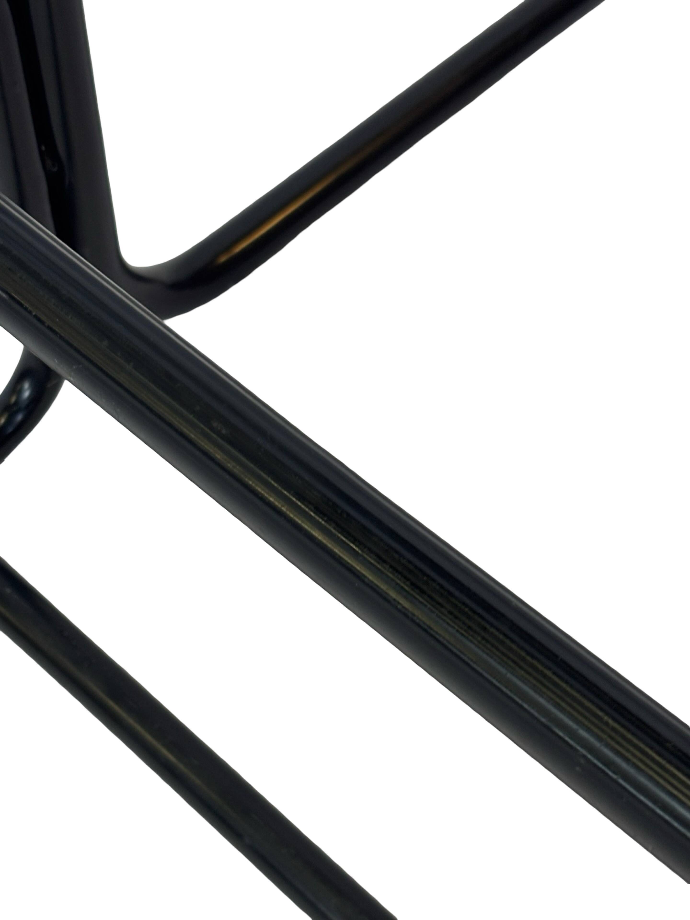 Vintage Black Leather & black frame Italian Modern Barstool