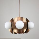 Vintage Italian Copper and Opaline Chandelier, 70s