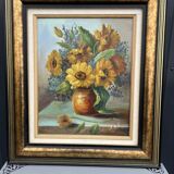 Tableau  Bouquets de fleurs sur entablement