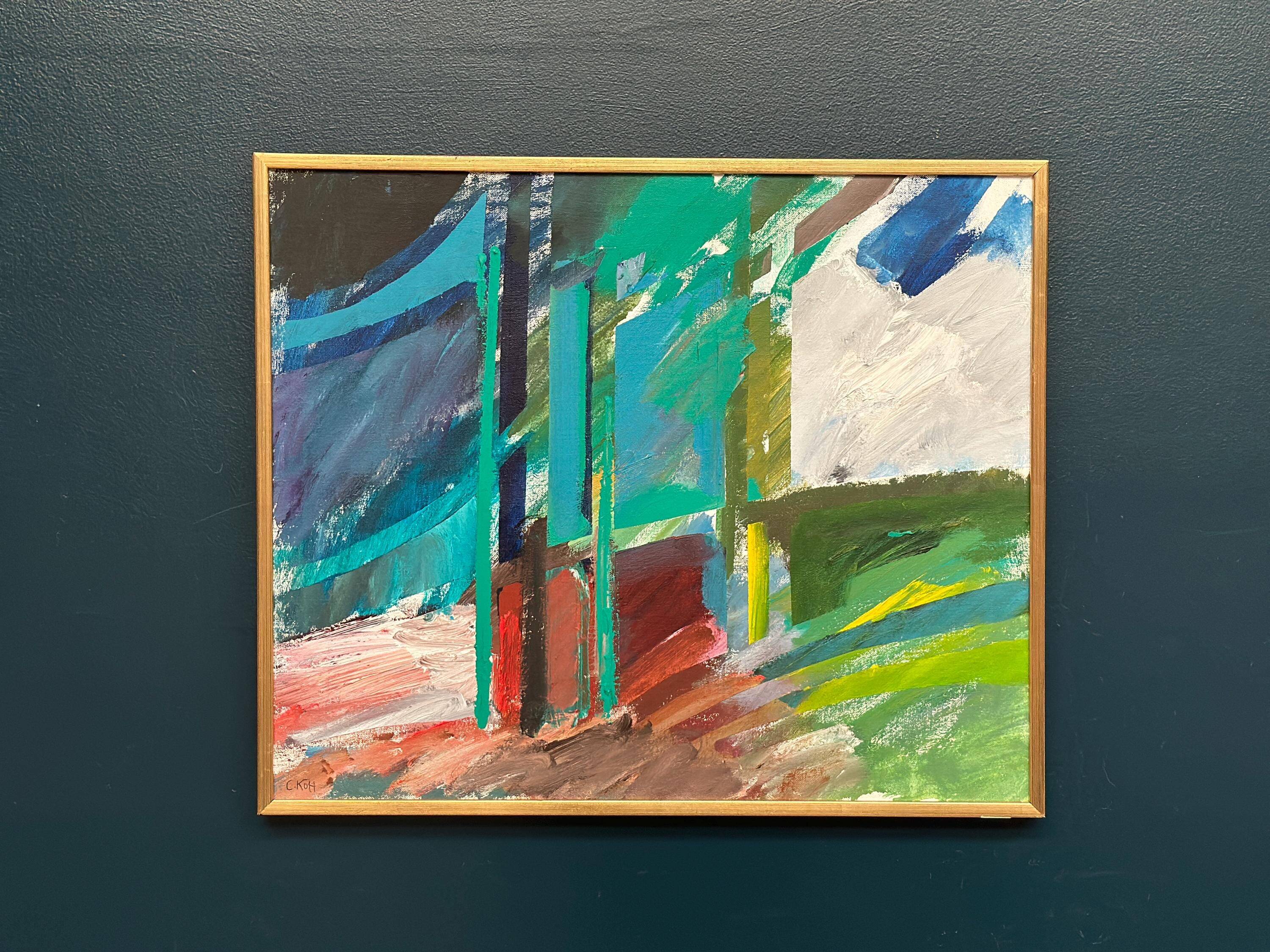 Huile sur toile suédoise – Motif abstrait par Carl Köhler