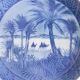 Assiette porcelaine bleu danemark scène désert