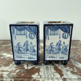 pair of square planters, Samson, quadrangular, old earthenware