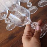 6 antique engraved crystal stemmed glasses