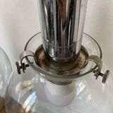 Vintage design pendant light with three transparent glass globes