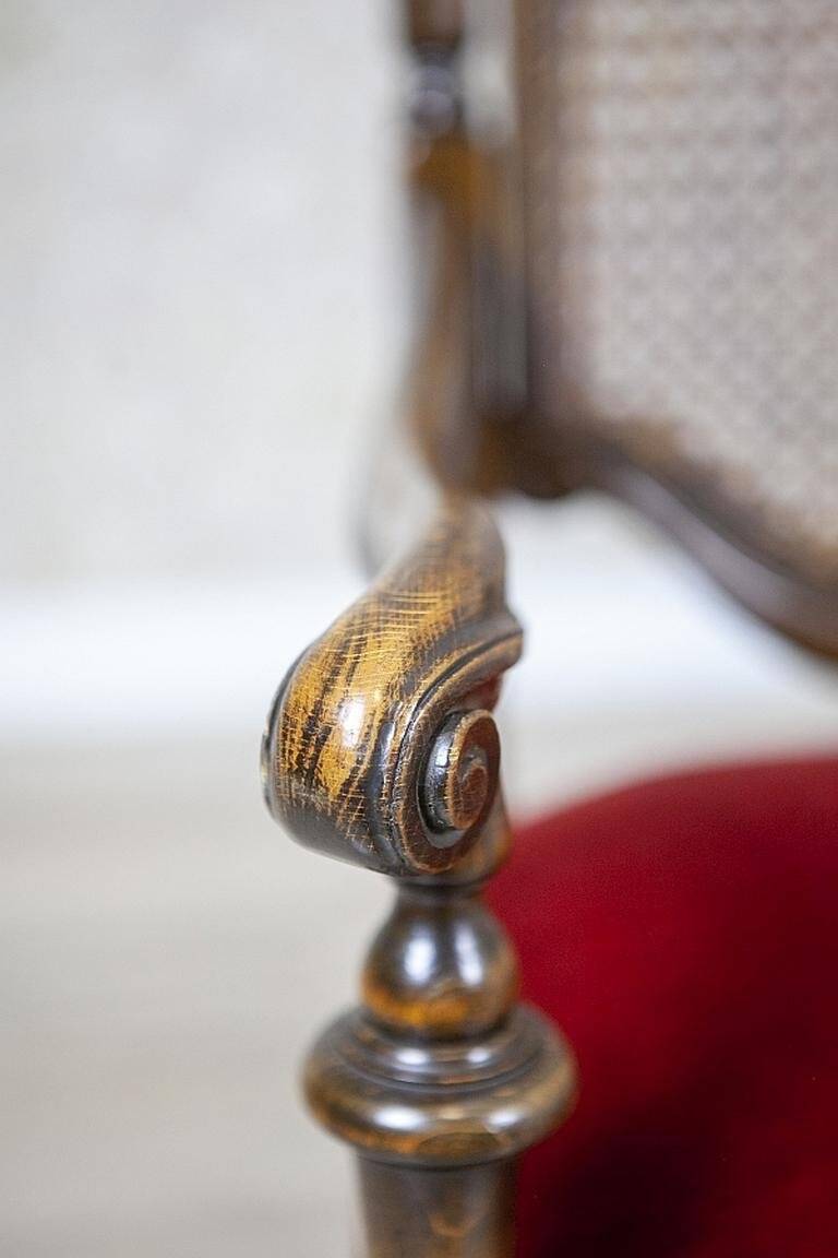 Armchair with Rattan Backrest, 1950s